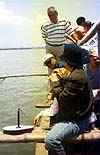 Mayor Tom Tanjuatco during the field demonstration at Laguna de Bay 